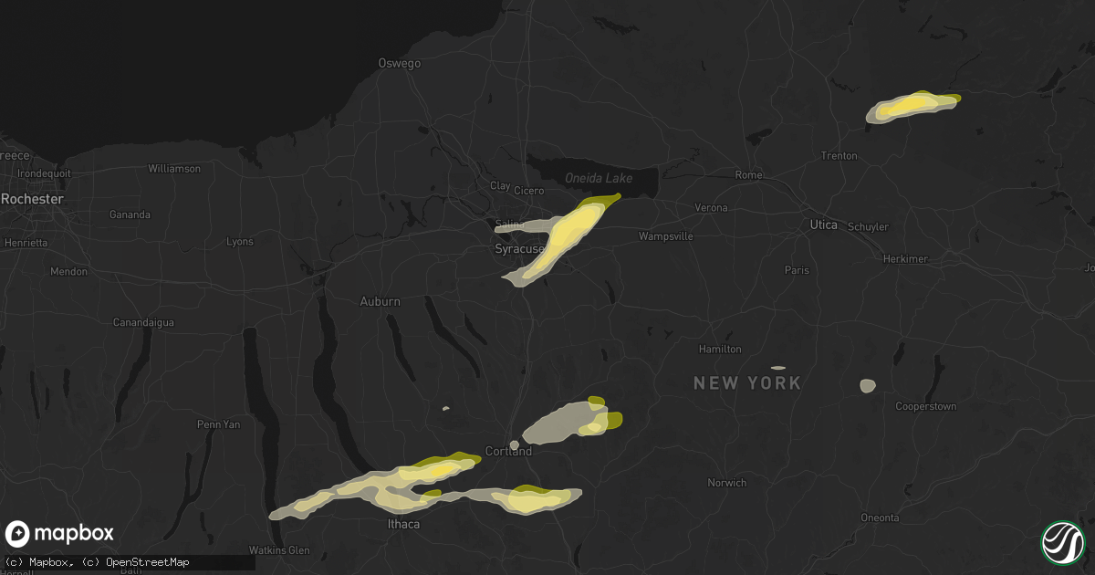 Hail map in Jamesville, NY on August 27, 2026