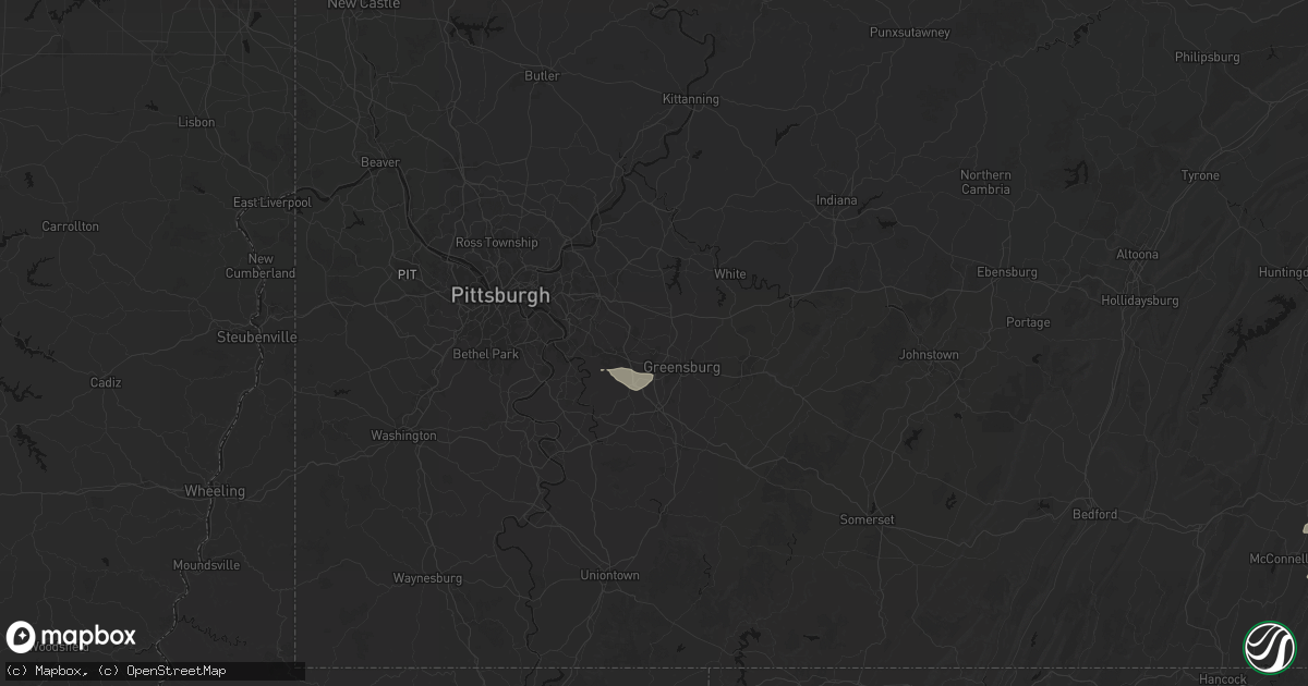 Hail map in Jeannette, PA on August 27, 2026