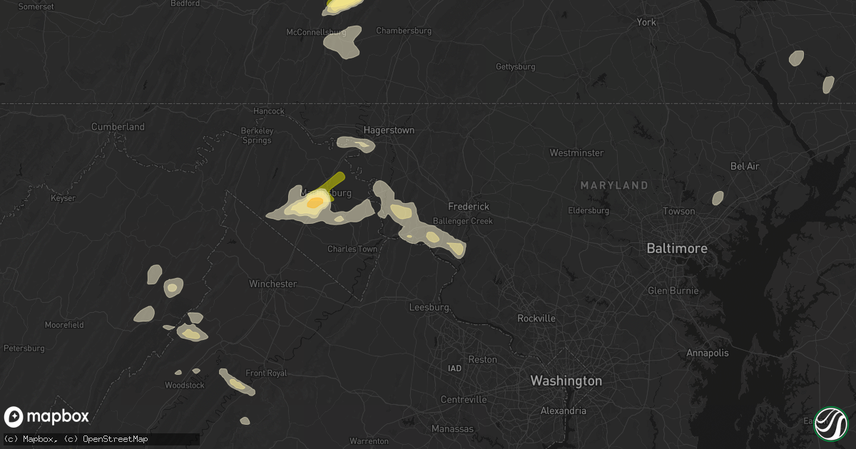 Hail map in Jefferson, MD on August 27, 2026