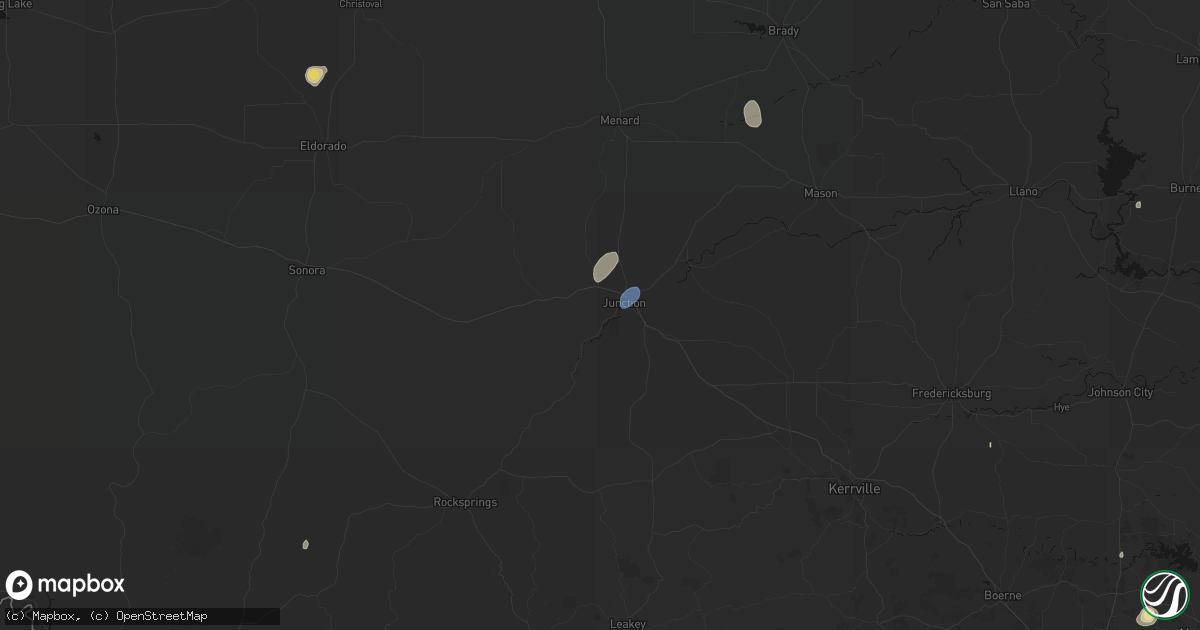 Hail map in Junction, TX on August 27, 2026