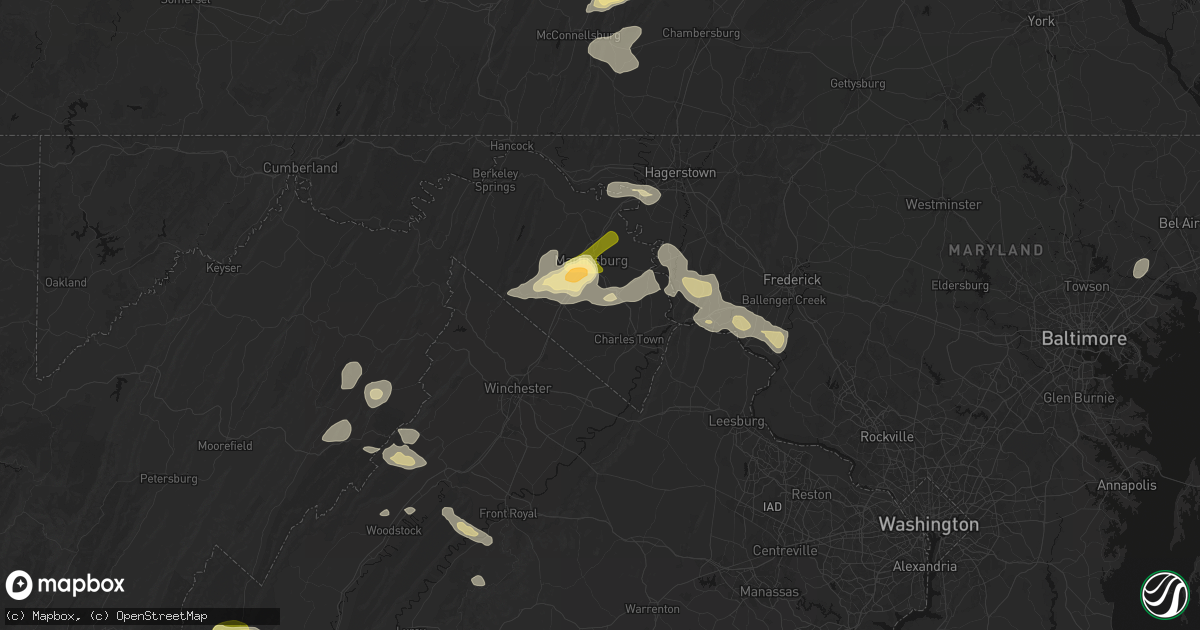 Hail map in Kearneysville, WV on August 27, 2026