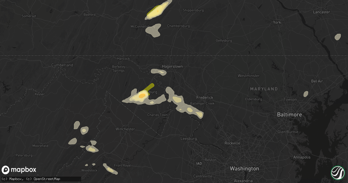 Hail map in Keedysville, MD on August 27, 2026