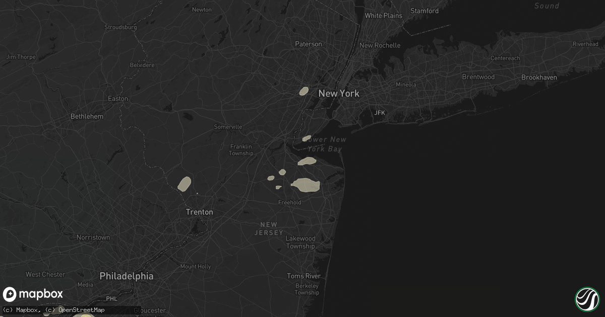 Hail map in Keyport, NJ on August 27, 2026