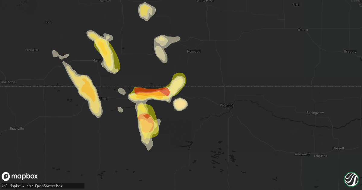 Hail map in Kilgore, NE on August 27, 2026
