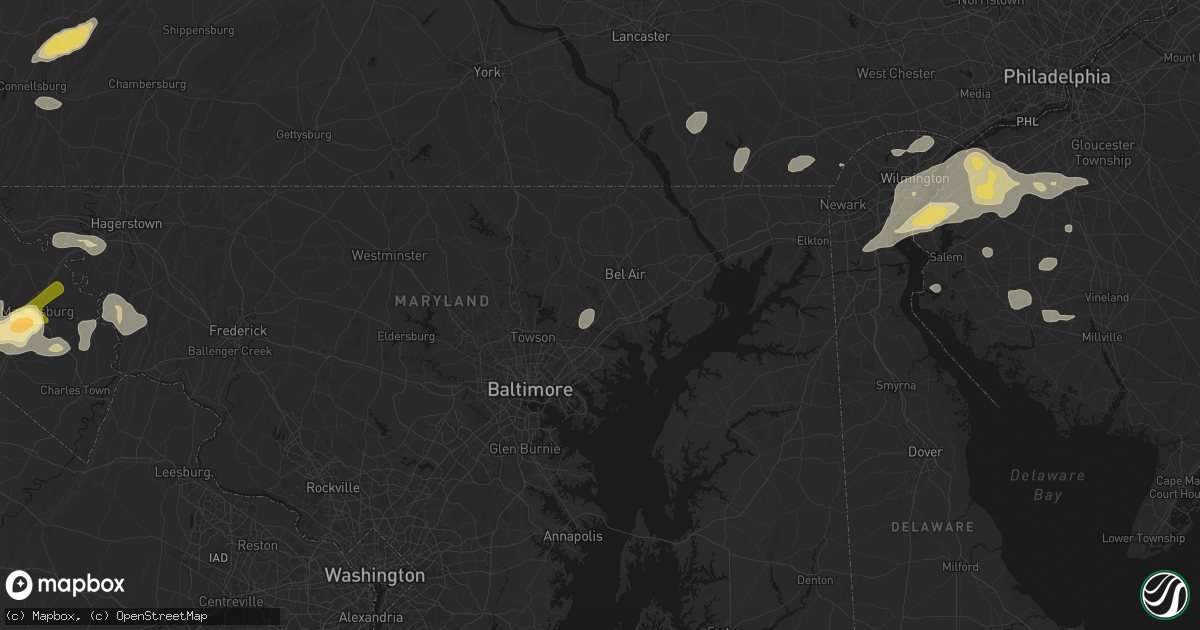 Hail map in Kingsville, MD on August 27, 2026