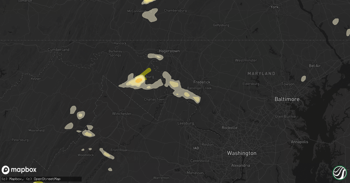 Hail map in Knoxville, MD on August 27, 2026
