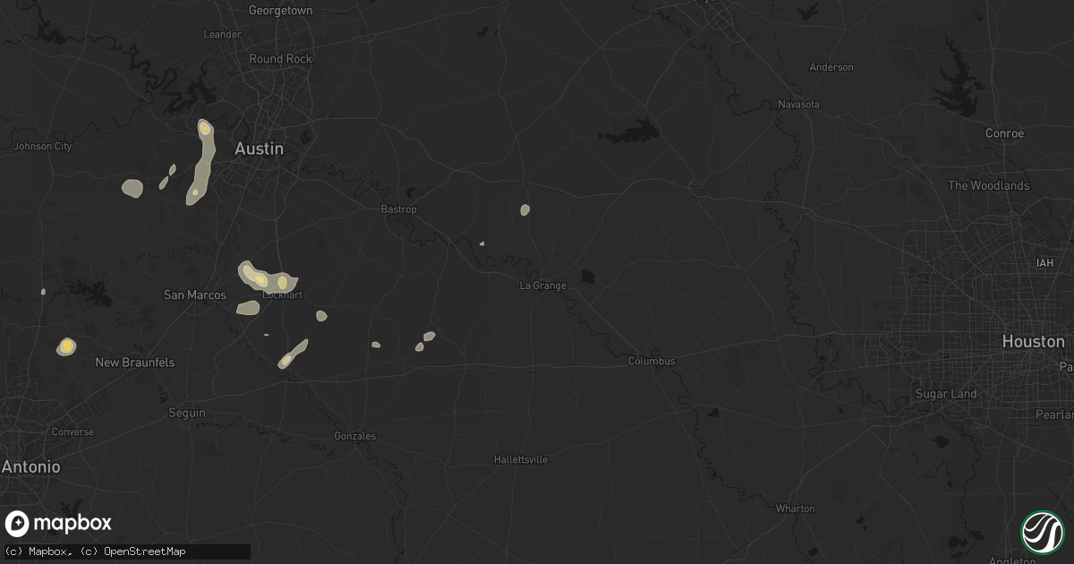 Hail map in La Grange, TX on August 27, 2026