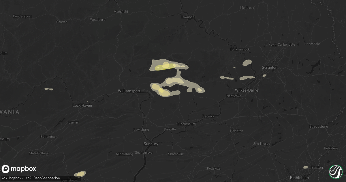 Hail map in Lairdsville, PA on August 27, 2026
