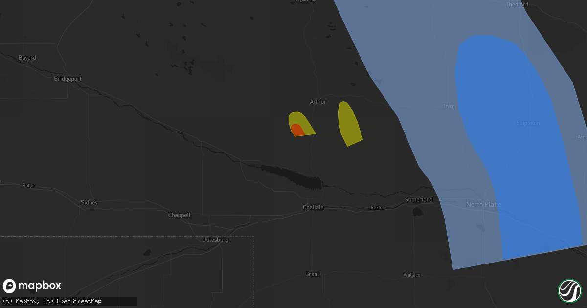 Hail map in Lemoyne, NE on August 27, 2026