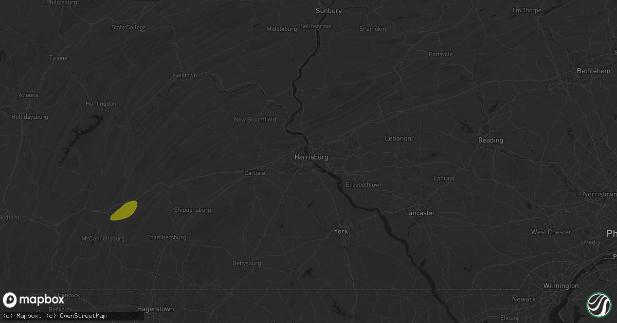 Hail map in Lemoyne, PA on August 27, 2026
