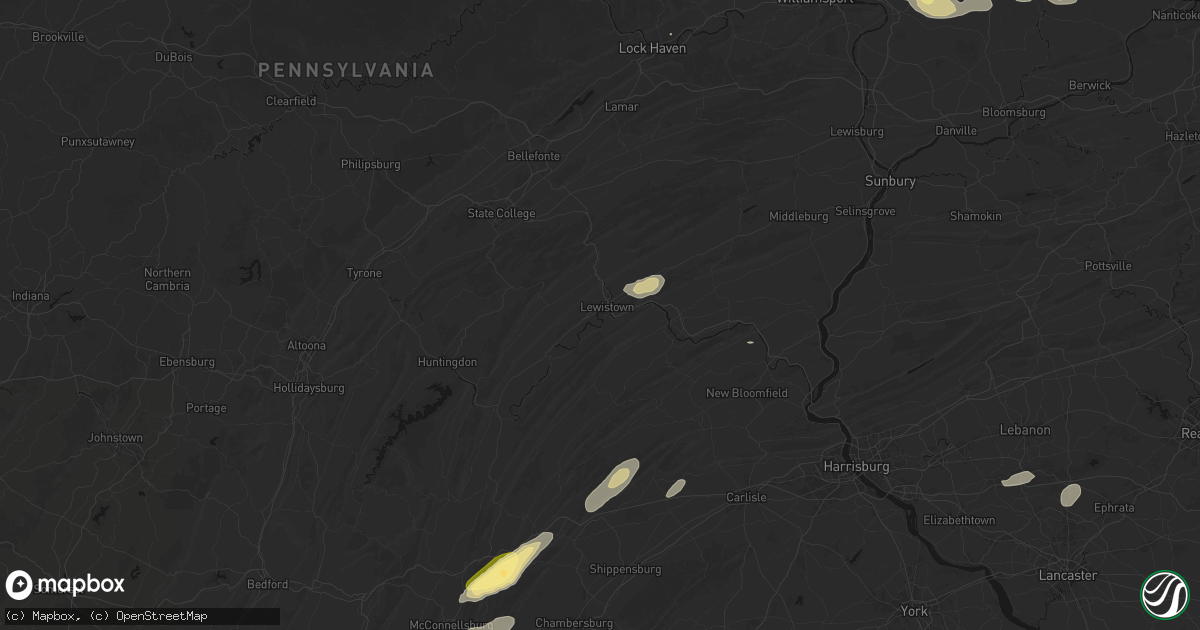Hail map in Lewistown, PA on August 27, 2026