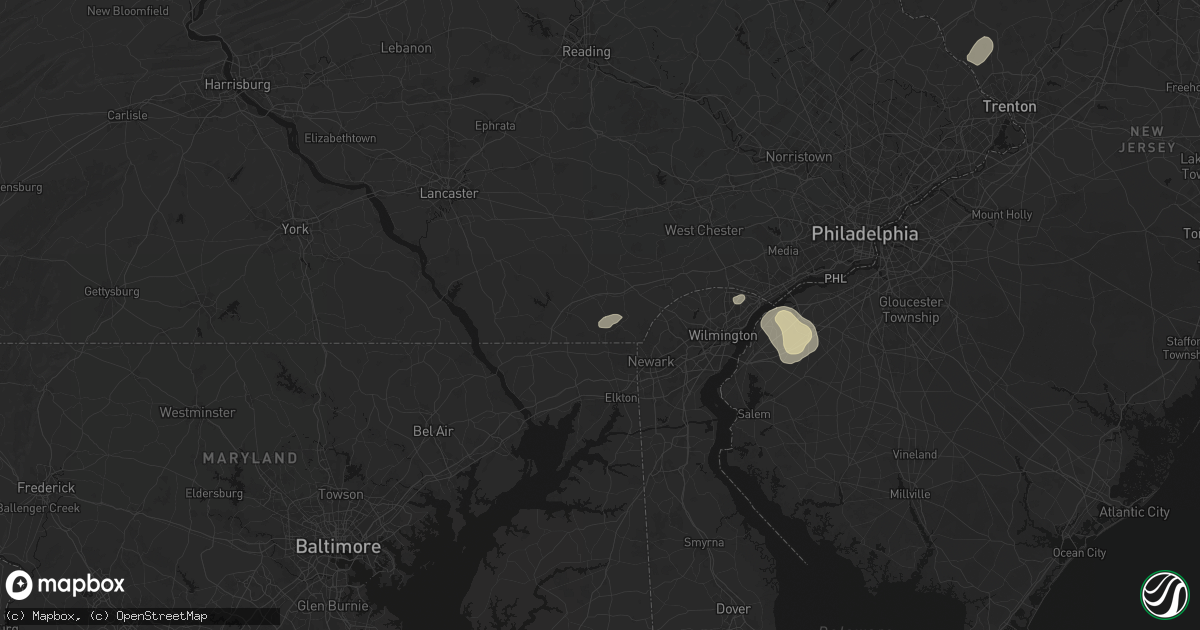 Hail map in Lincoln University, PA on August 27, 2026