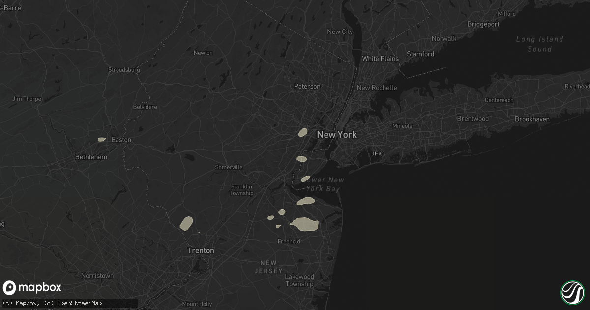 Hail map in Linden, NJ on August 27, 2026