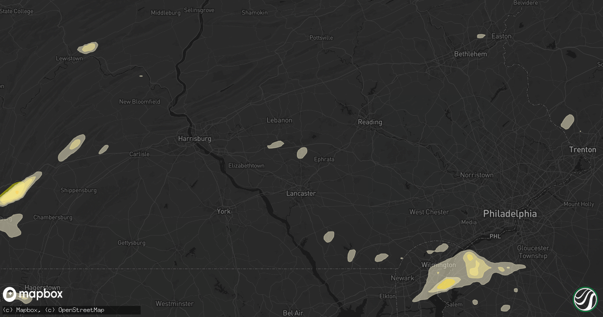 Hail map in Lititz, PA on August 27, 2026