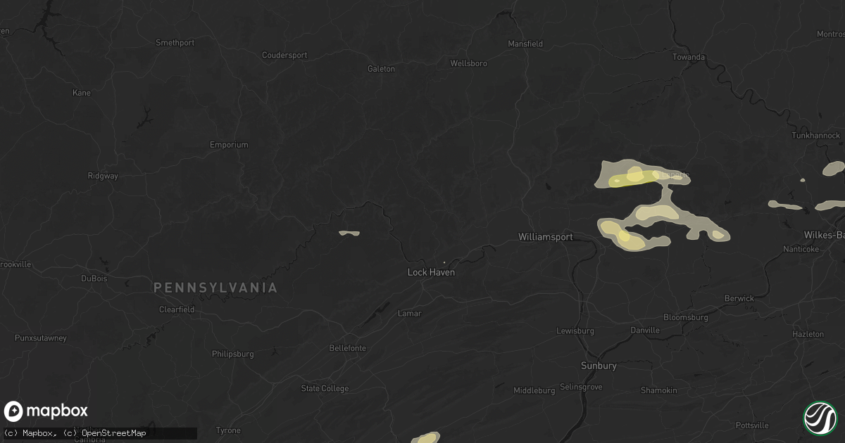 Hail map in Lock Haven, PA on August 27, 2026