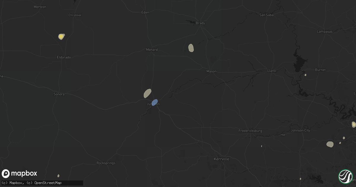 Hail map in London, TX on August 27, 2026
