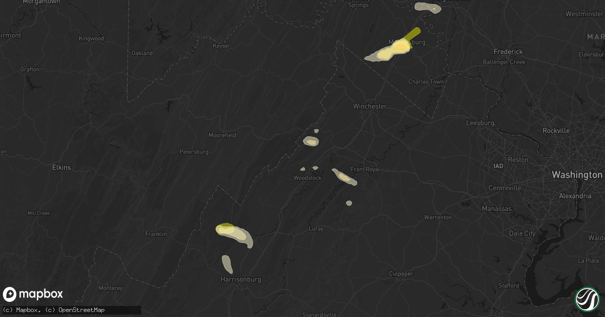 Hail map in Maurertown, VA on August 27, 2026