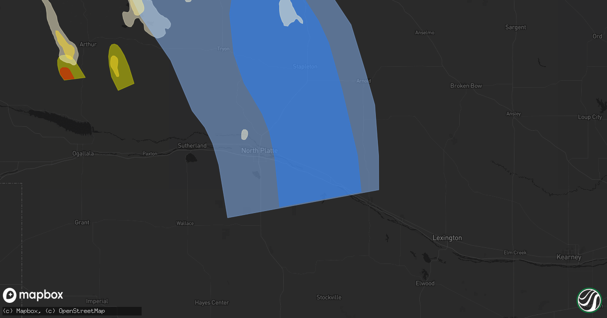 Hail map in Maxwell, NE on August 27, 2026