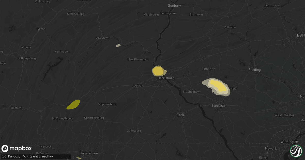 Hail map in Mechanicsburg, PA on August 27, 2026