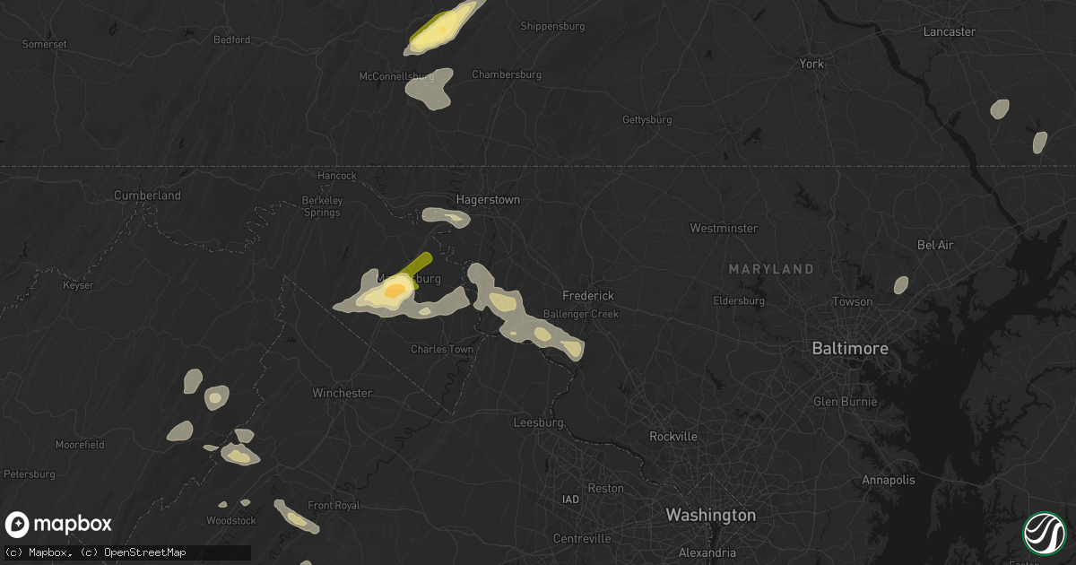 Hail map in Middletown, MD on August 27, 2026