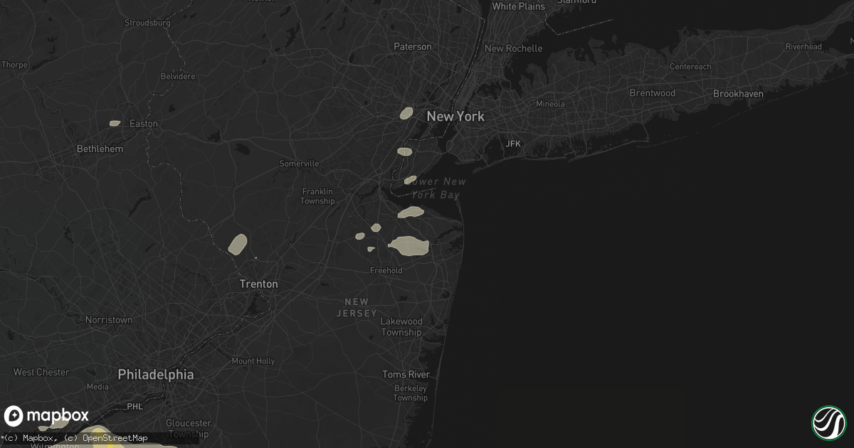 Hail map in Middletown, NJ on August 27, 2026