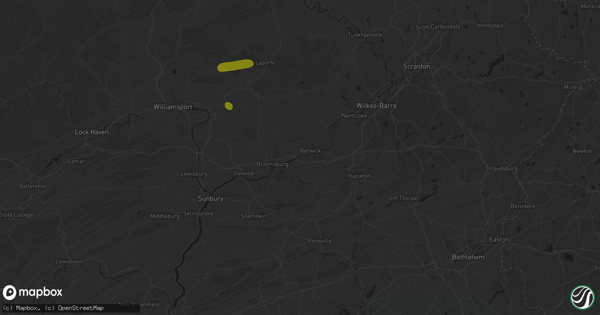 Hail map in Mifflinville, PA on August 27, 2026