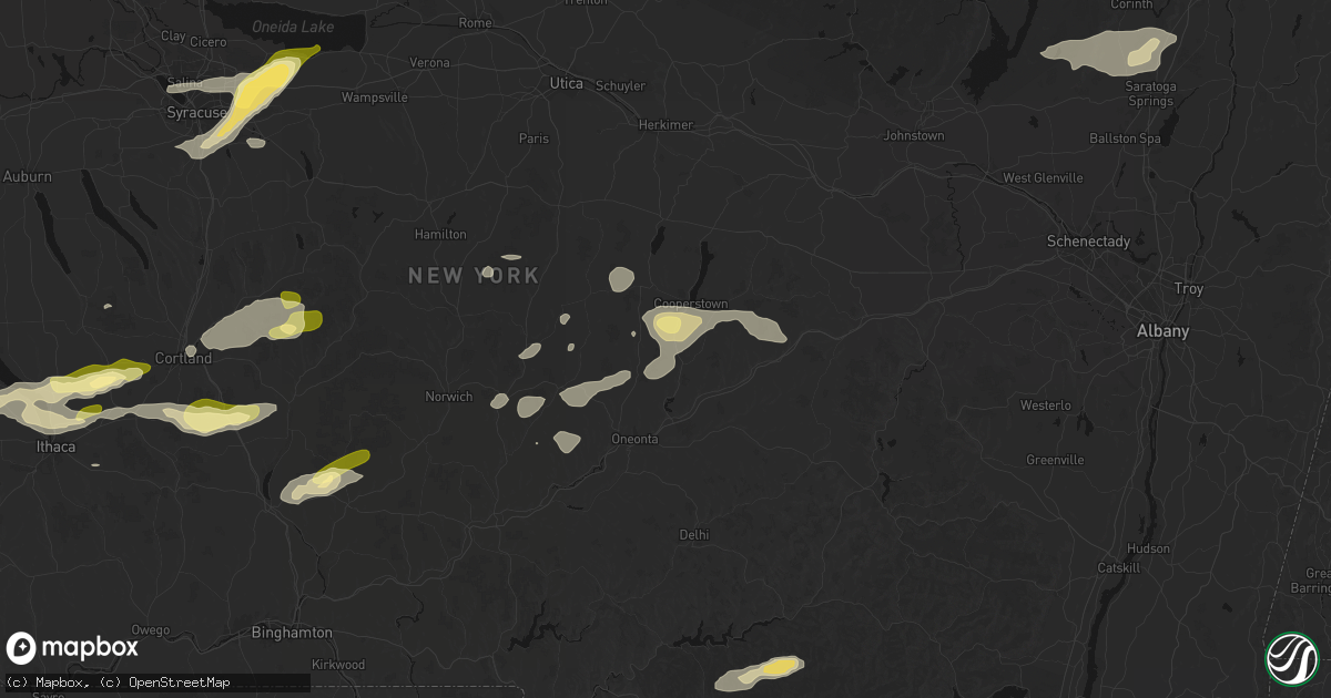 Hail map in Milford, NY on August 27, 2026