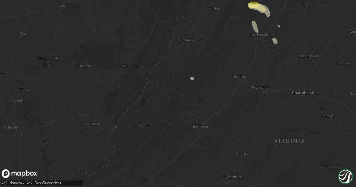 Hail map in Millboro, VA on August 27, 2026