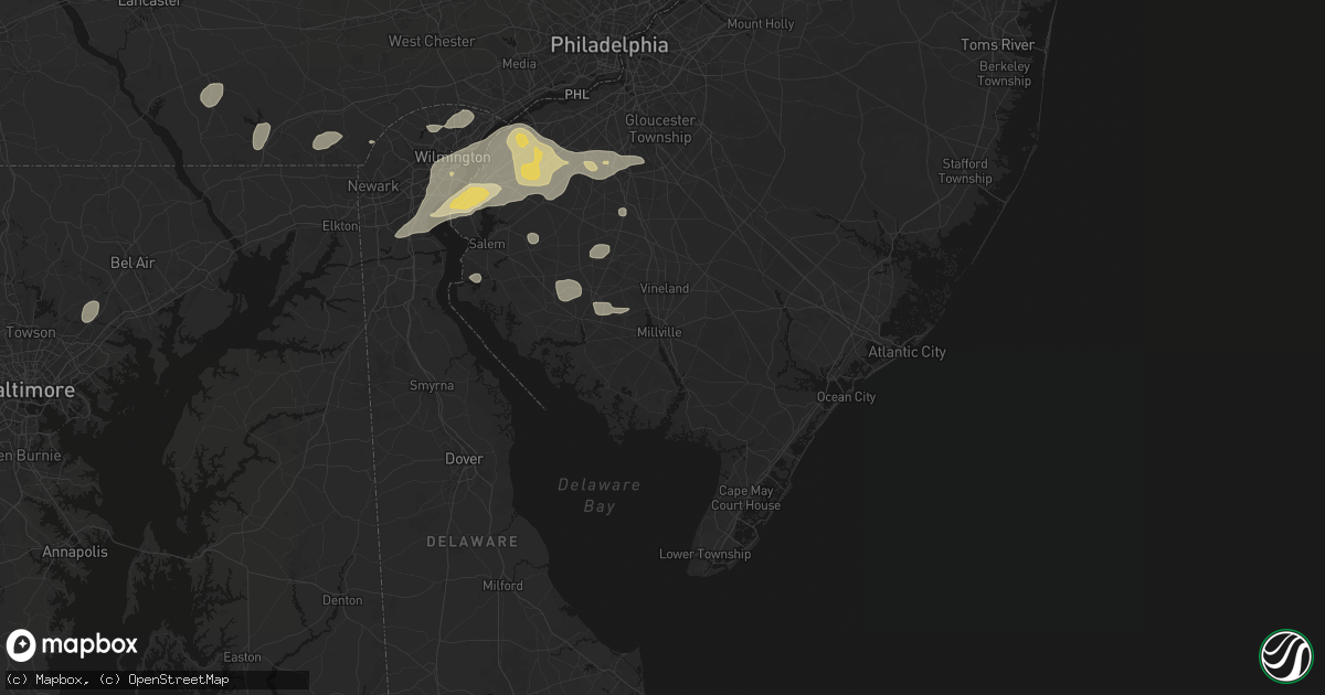 Hail map in Millville, NJ on August 27, 2026