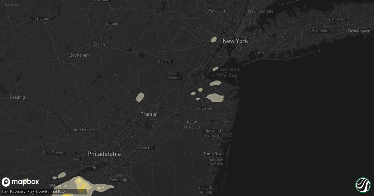 Hail map in Monroe Township, NJ on August 27, 2026