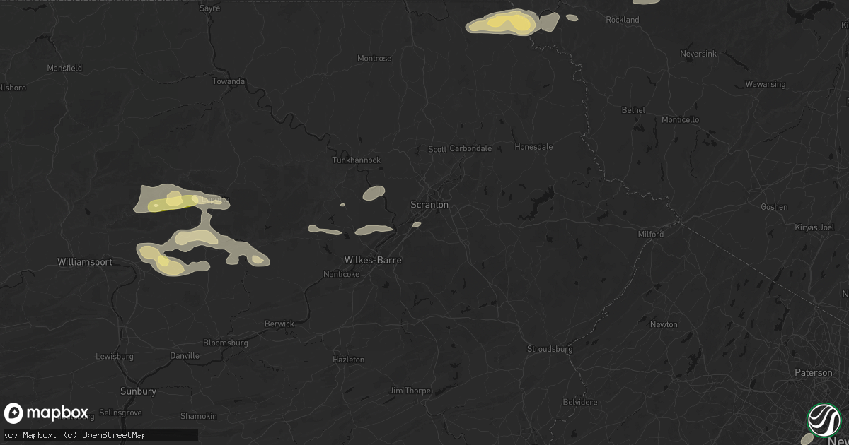 Hail map in Moosic, PA on August 27, 2026