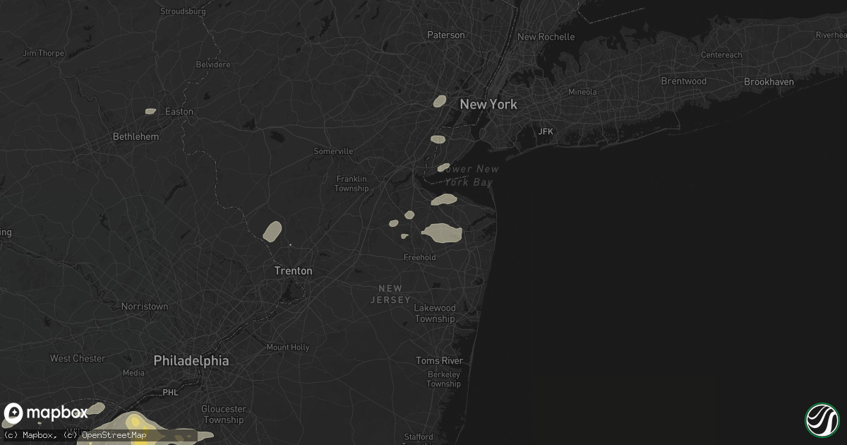 Hail map in Morganville, NJ on August 27, 2026