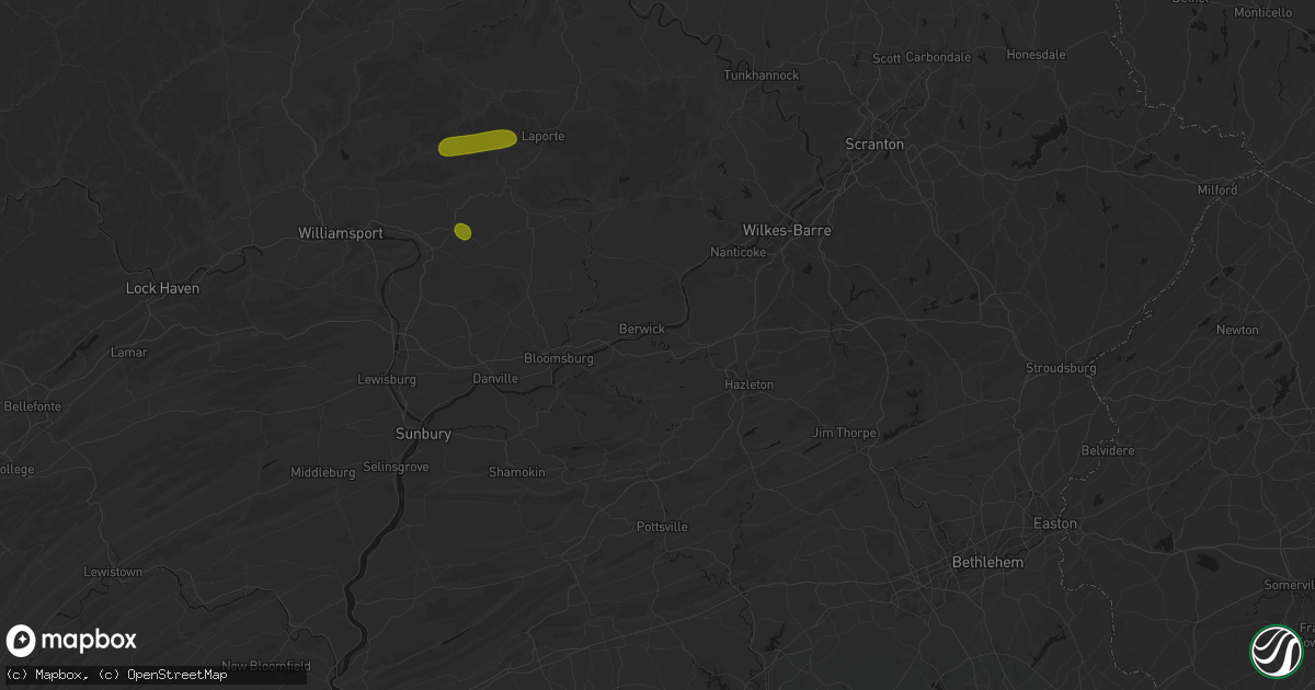 Hail map in Nescopeck, PA on August 27, 2026