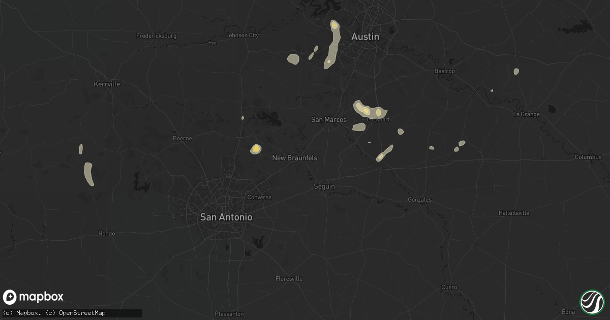 Hail map in New Braunfels, TX on August 27, 2026