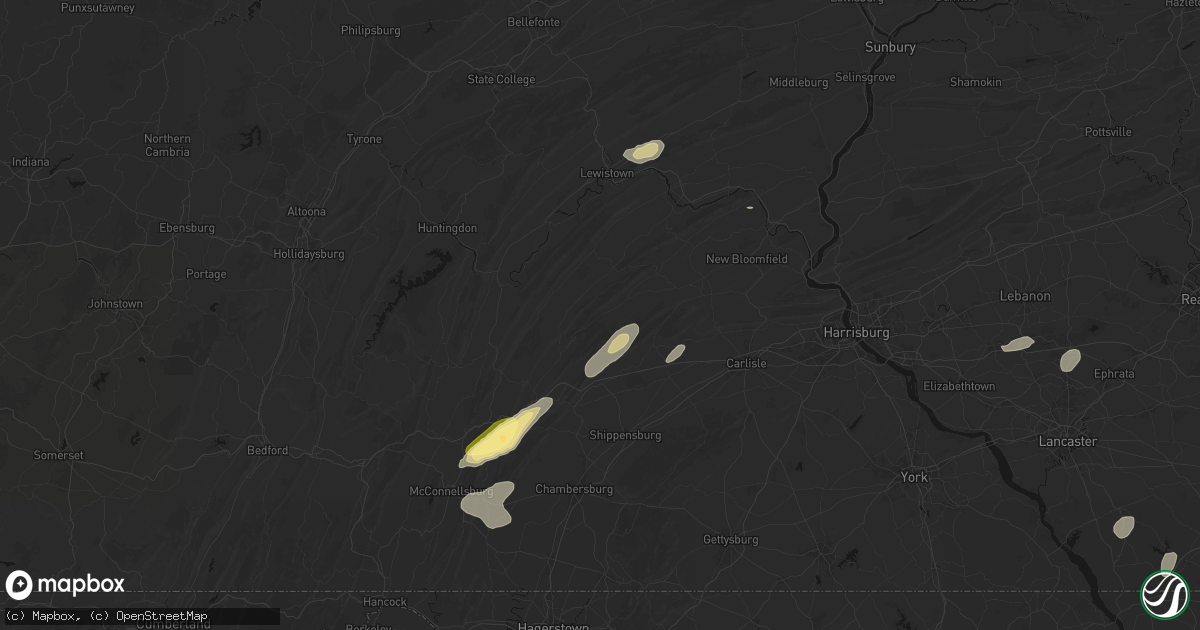 Hail map in New Germantown, PA on August 27, 2026