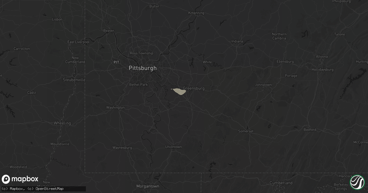 Hail map in New Stanton, PA on August 27, 2026