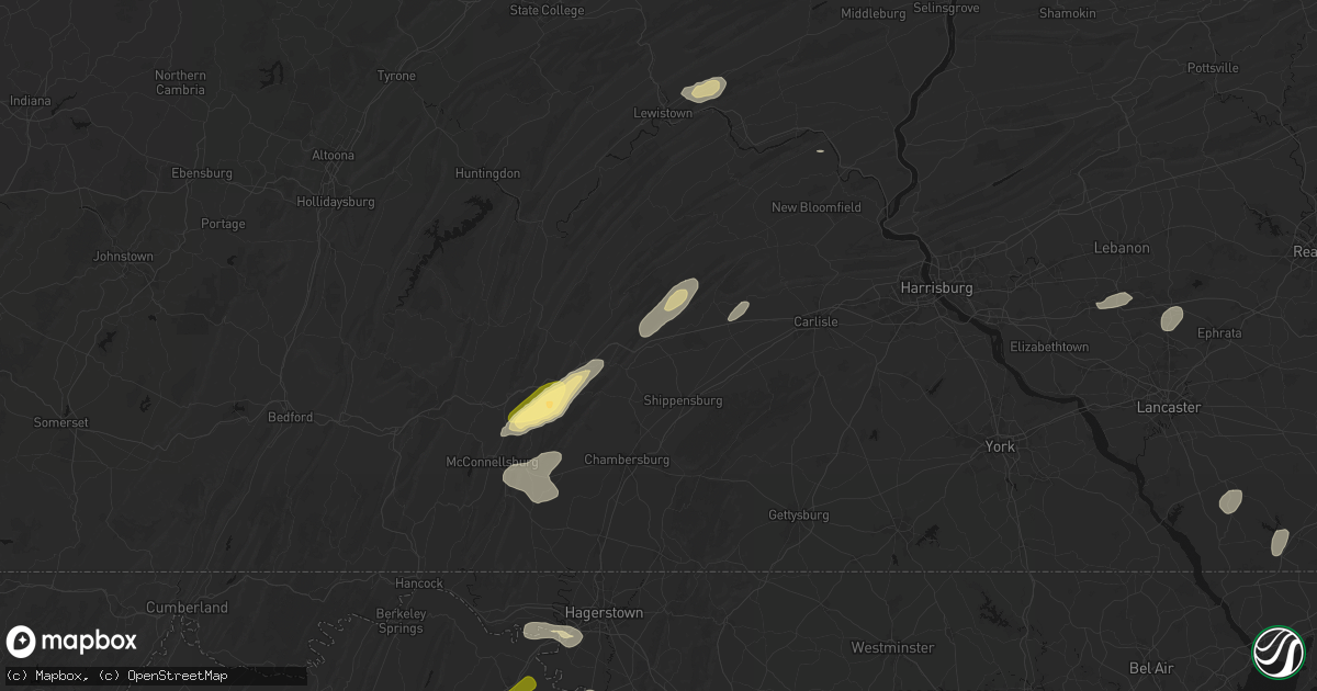 Hail map in Newburg, PA on August 27, 2026