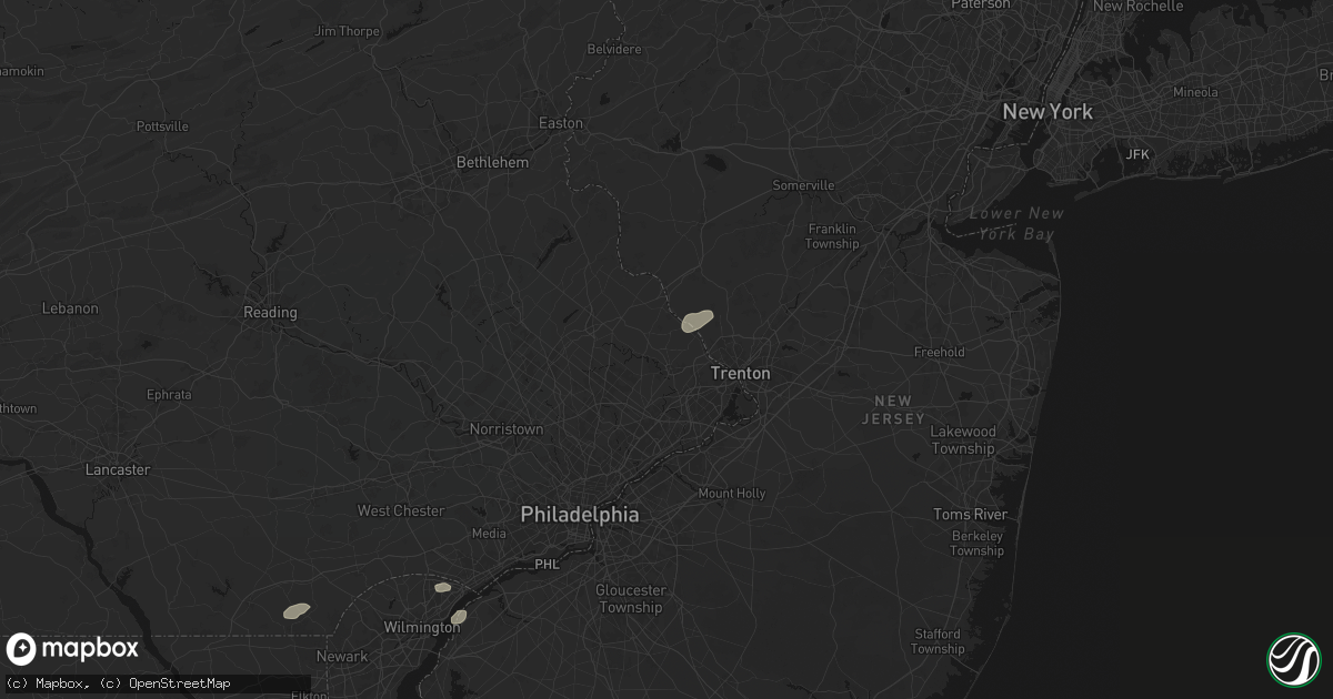 Hail map in Newtown, PA on August 27, 2026