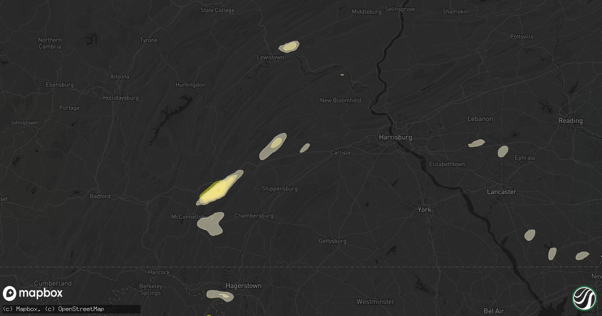Hail map in Newville, PA on August 27, 2026