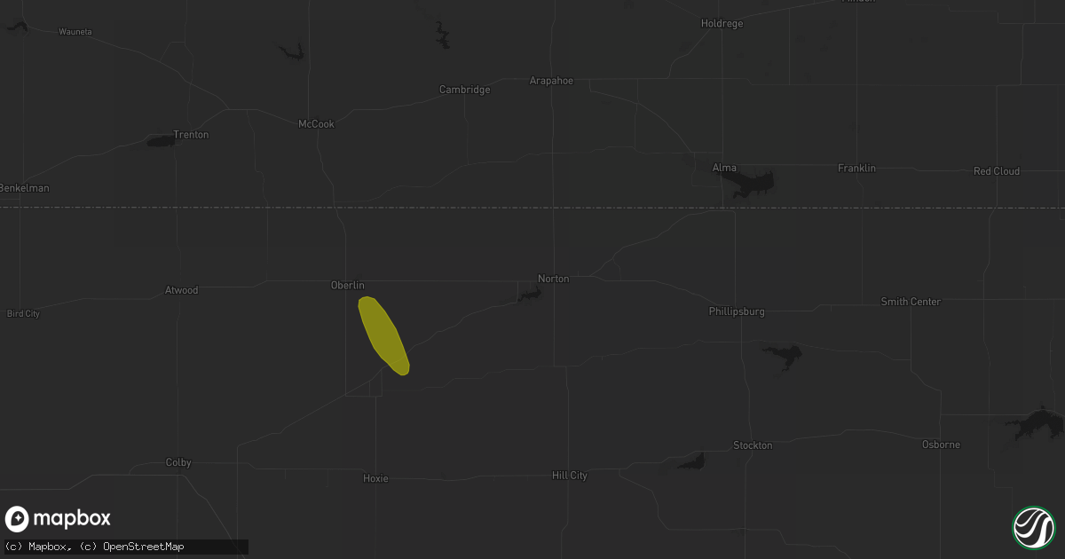 Hail map in Norton, KS on August 27, 2026