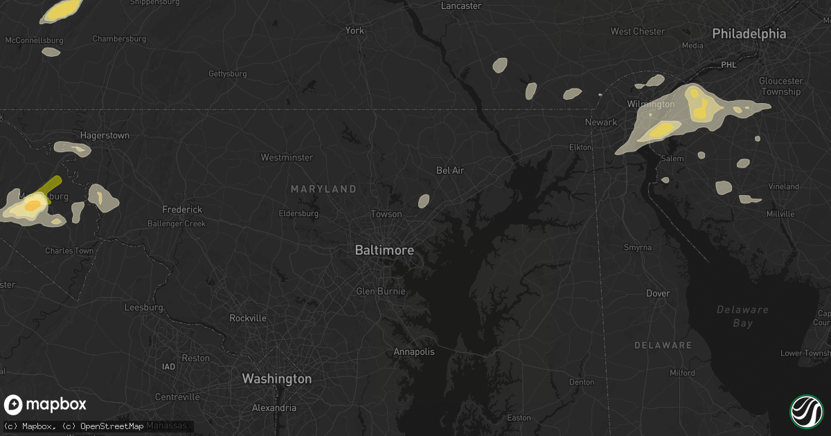 Hail map in Nottingham, MD on August 27, 2026