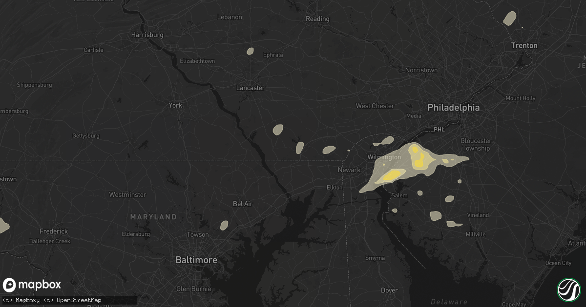 Hail map in Nottingham, PA on August 27, 2026