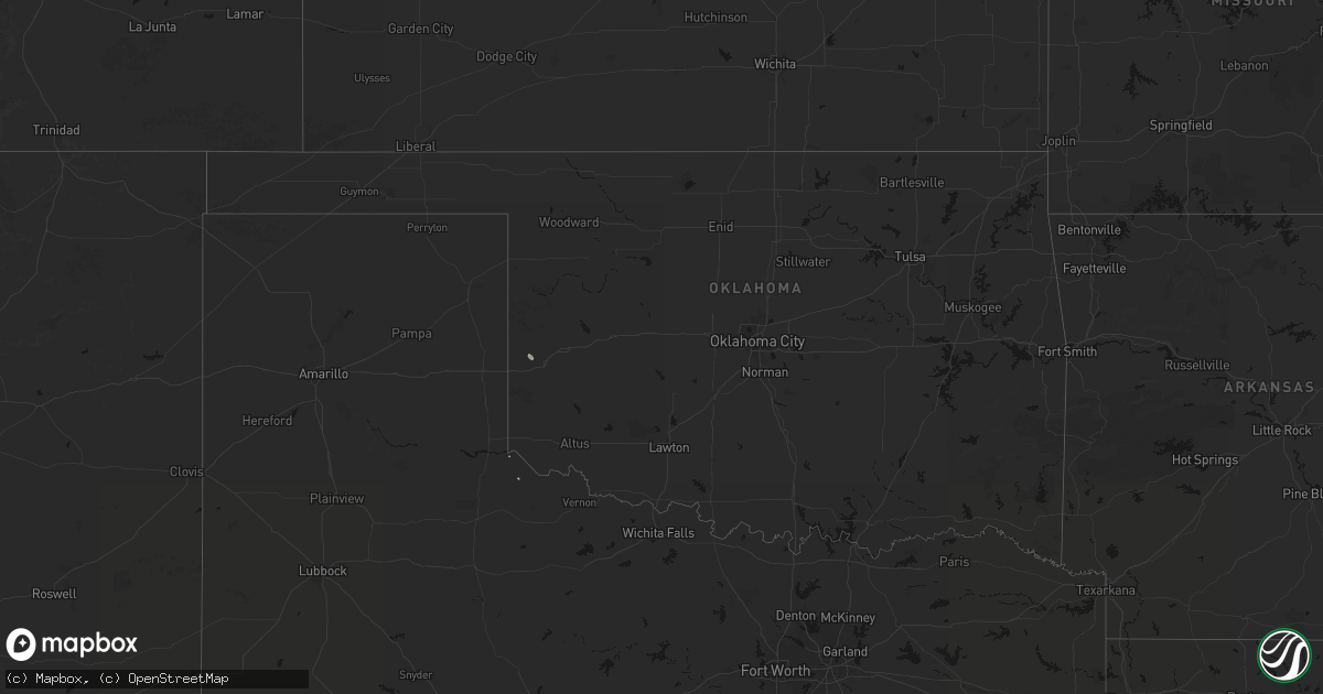 Hail map in Oklahoma on August 27, 2026