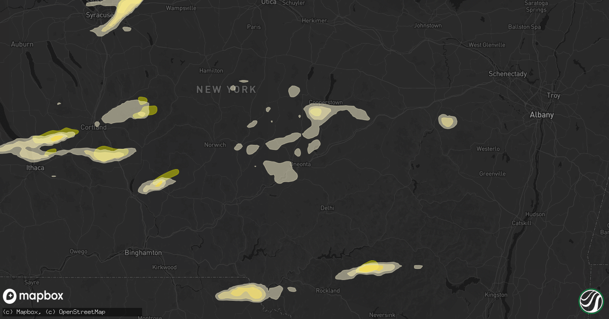 Hail map in Oneonta, NY on August 27, 2026