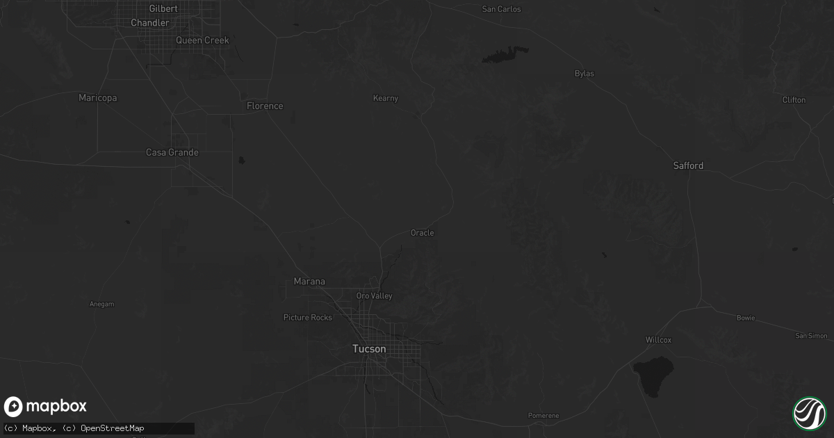 Hail map in Oracle, AZ on August 27, 2026