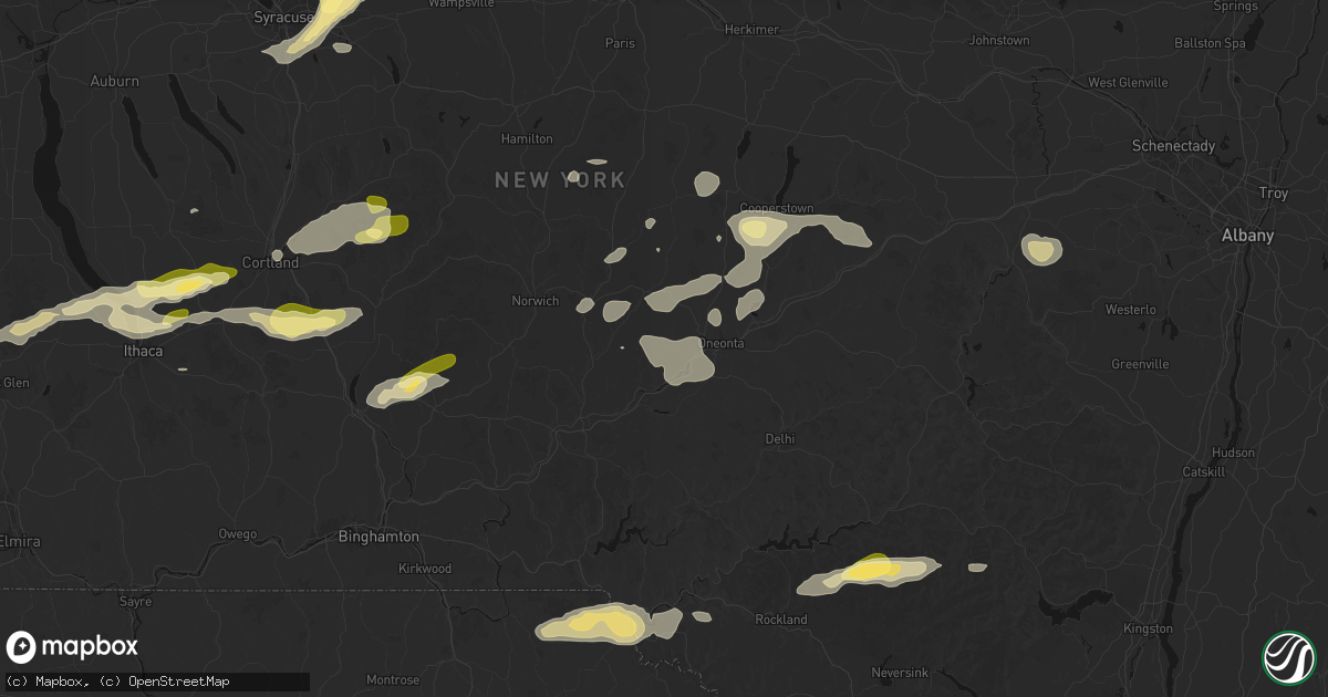 Hail map in Otego, NY on August 27, 2026