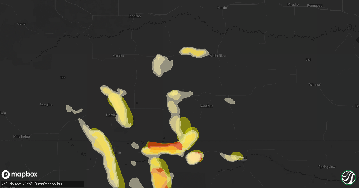 Hail map in Parmelee, SD on August 27, 2026