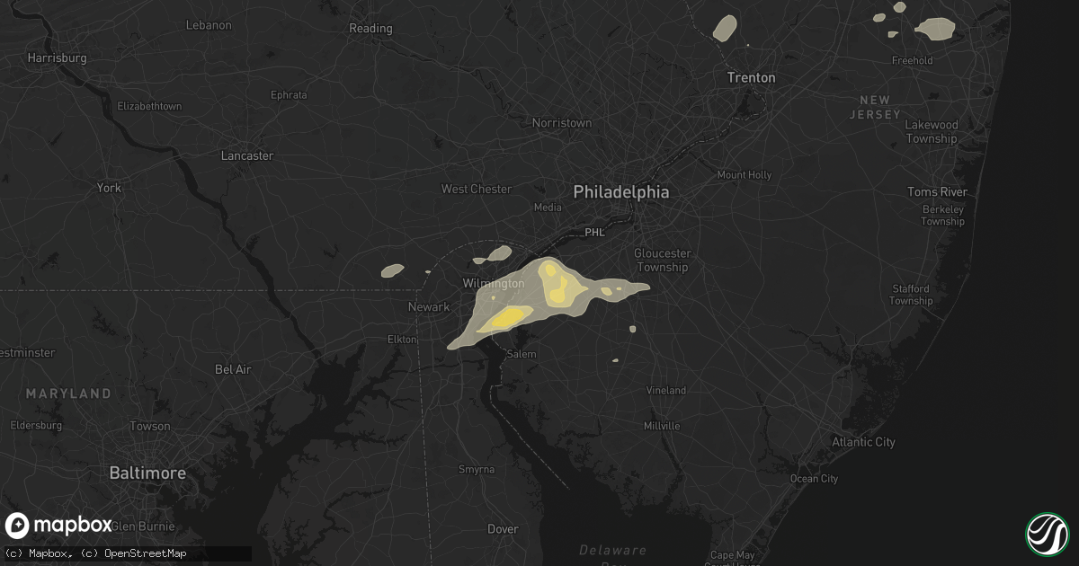 Hail map in Pedricktown, NJ on August 27, 2026