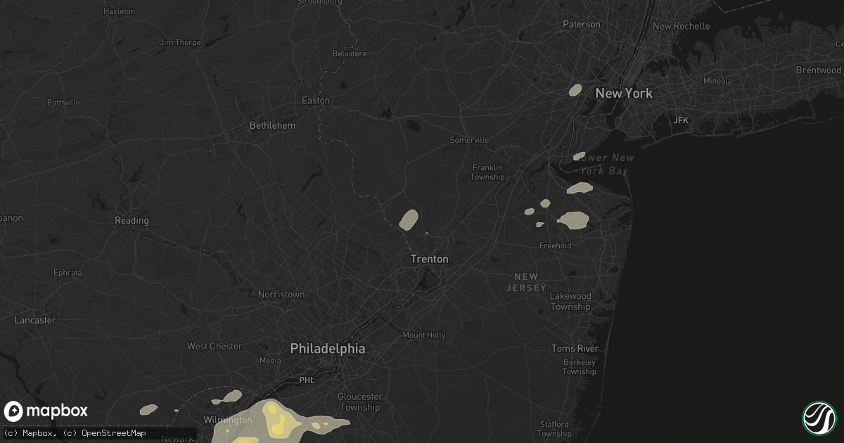 Hail map in Pennington, NJ on August 27, 2026