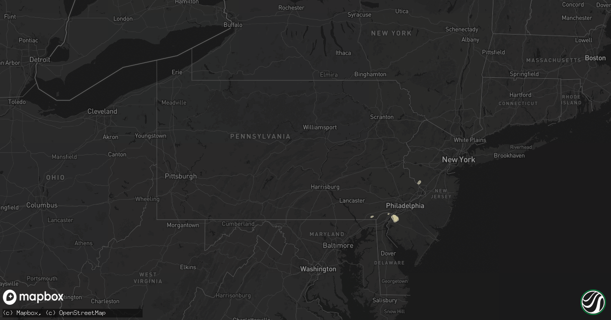 Hail map in Pennsylvania on August 27, 2026